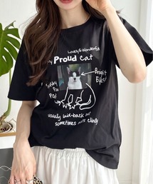 キャット イラスト フォト クルーネック Tシャツ
