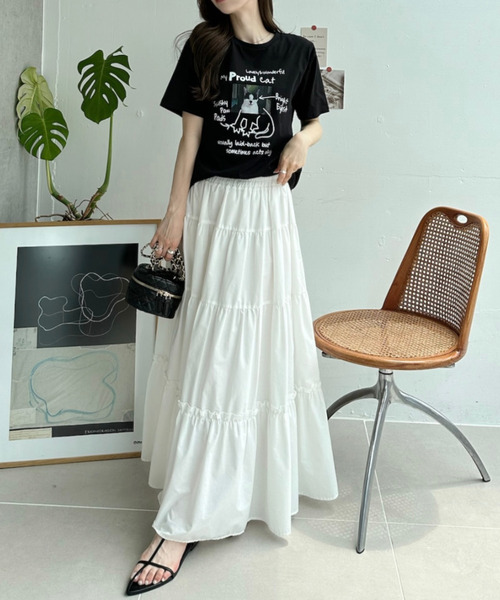 Ada.(エイダ)の「キャット イラスト フォト クルーネック Tシャツ(Tシャツ/カットソー・レディース・オフホワイト/ピンク/ブラック/グレー・FREE)」の14枚目の写真