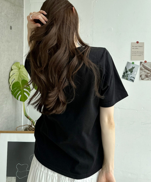 Ada.(エイダ)の「キャット イラスト フォト クルーネック Tシャツ(Tシャツ/カットソー・レディース・オフホワイト/ピンク/ブラック/グレー・FREE)」の15枚目の写真