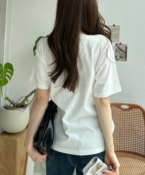 Ada.(エイダ)の「キャット イラスト フォト クルーネック Tシャツ(Tシャツ/カットソー・レディース・オフホワイト/ピンク/ブラック/グレー・FREE)」の8枚目の写真