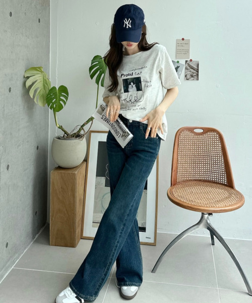 Ada.(エイダ)の「キャット イラスト フォト クルーネック Tシャツ(Tシャツ/カットソー・レディース・オフホワイト/ピンク/ブラック/グレー・FREE)」の20枚目の写真