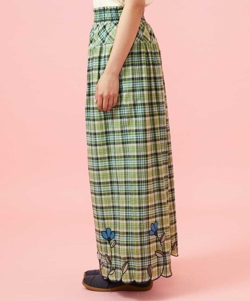 Jocomomola(ホコモモラ)の「Dulcinea チェックスカラップ刺繍入りワイドパンツ(その他パンツ・レディース・オレンジ/グリーン・40)」の12枚目の写真