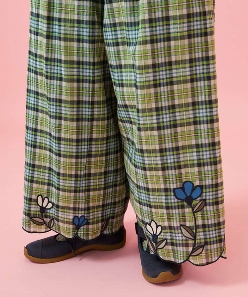 Jocomomola(ホコモモラ)の「Dulcinea チェックスカラップ刺繍入りワイドパンツ(その他パンツ・レディース・オレンジ/グリーン・40)」の16枚目の写真