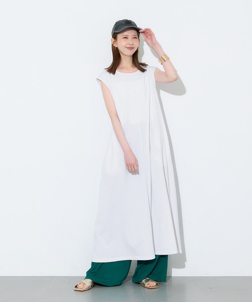 coca(coca)(コカ)の「コットンノースリーブワンピース(ワンピース・レディース・ホワイト/グリーン・L/M/S)」の9枚目の写真