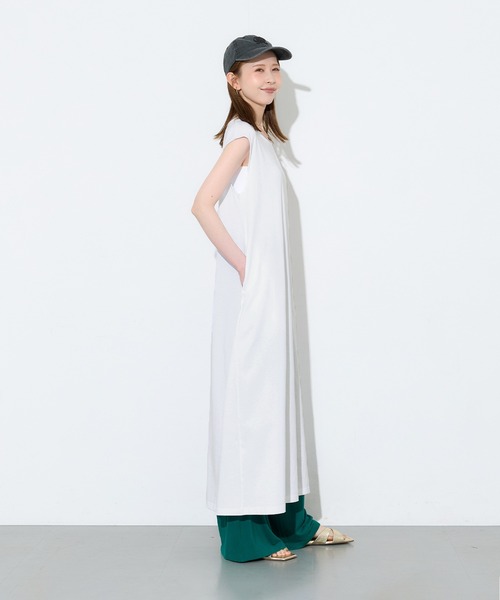 coca(coca)(コカ)の「コットンノースリーブワンピース(ワンピース・レディース・ホワイト/グリーン・L/M/S)」の10枚目の写真