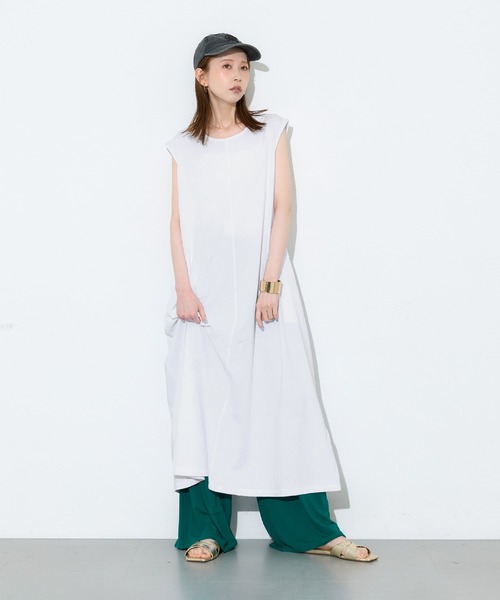 coca(coca)(コカ)の「コットンノースリーブワンピース(ワンピース・レディース・ホワイト/グリーン・L/M/S)」の12枚目の写真