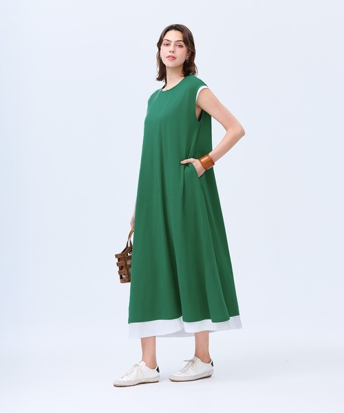 coca(coca)(コカ)の「コットンノースリーブワンピース(ワンピース・レディース・ホワイト/グリーン・L/M/S)」の14枚目の写真