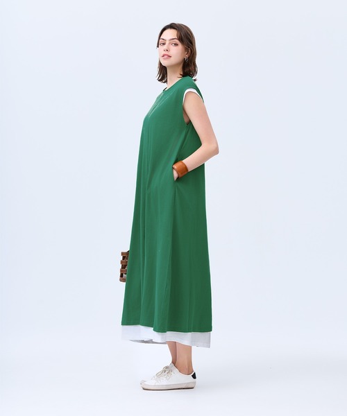 coca(coca)(コカ)の「コットンノースリーブワンピース(ワンピース・レディース・ホワイト/グリーン・L/M/S)」の18枚目の写真