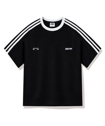 ダブルストリップオーバーサイズトラック半袖Tシャツ4カラー[DISE_3002]