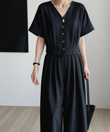 2ly2（トゥーリートゥー）の「Vネックトップス＆ワイドパンツセットアップ レディース ゆったりシルエット（セットアップ）」