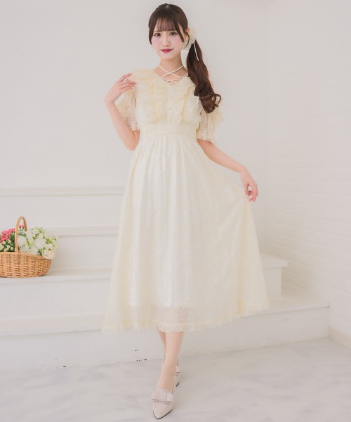 couture BY ROJITA(クチュールバイロジータ)の「フラワー刺繍オープンショルダーワンピース(ワンピース・レディース・ブラック/グレー/イエロー・FREE)」の18枚目の写真