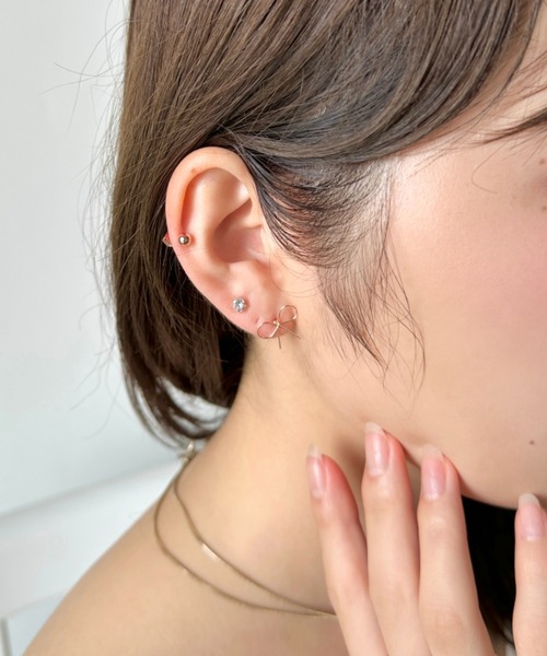 sowang（ソワン）の「フェミニンリボン3セットピアス（ピアス（両耳用）・レディース・ゴールド/シルバー/ピンク・FREE）」の7枚目の写真