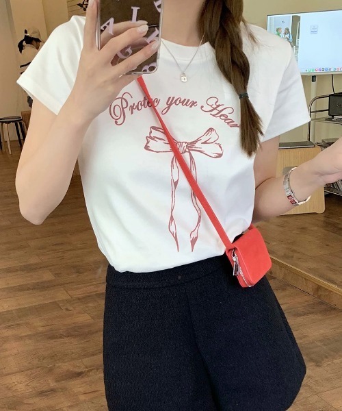 Riff(リフ)の「リボンプリントTシャツ(Tシャツ/カットソー・レディース・ホワイト/ブラック/グレー・FREE)」の8枚目の写真