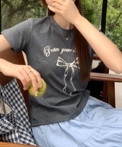 Riff(リフ)の「リボンプリントTシャツ(Tシャツ/カットソー・レディース・ホワイト/ブラック/グレー・FREE)」の22枚目の写真