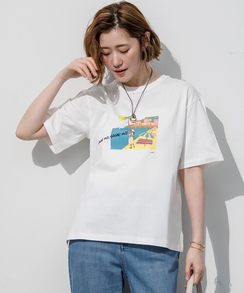 23区 S(ニジュウサンクチイサイサイズ)の「Lauren Rolwing コラボ グラフィックプリント Tシャツ(Tシャツ/カットソー・レディース・ホワイト系2/ホワイト系1・32)」の2枚目の写真