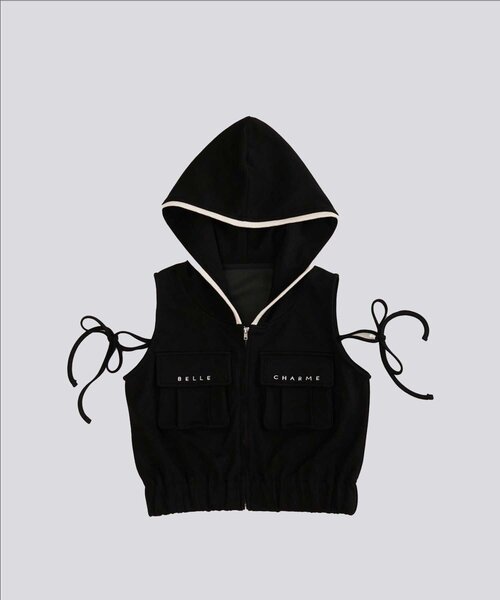 OLIVE des OLIVE(オリーブデオリーブ)の「【Belle Charme】Logo Pocket Sleevless Blouson(パーカー・レディース・トップグレー/ベージュ/ブラック・FREE)」の5枚目の写真