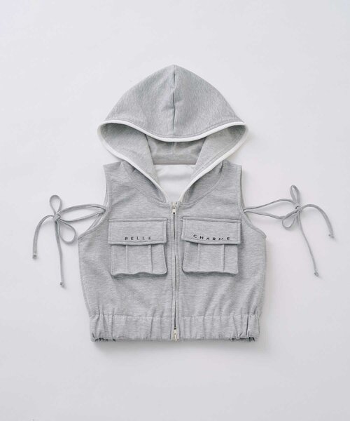 OLIVE des OLIVE(オリーブデオリーブ)の「【Belle Charme】Logo Pocket Sleevless Blouson(パーカー・レディース・トップグレー/ベージュ/ブラック・FREE)」の15枚目の写真
