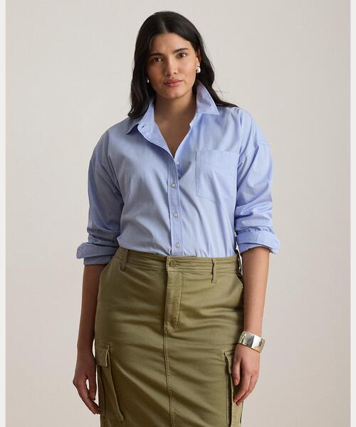 LAUREN RALPH LAUREN(ローレン ラルフ ローレン)の「ストライプド コットン ブロードクロス シャツ(シャツ/ブラウス・レディース・ブルー・XXS/XS/M/S)」の8枚目の写真