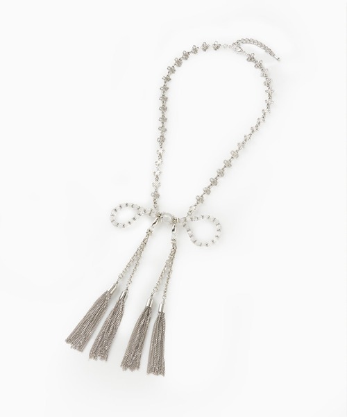 tanakadaisuke（タナカダイスケ）の「【tanakadaisuke/タナカダイスケ】crystal ribbon chain necklace/クリスタルリボンチェーンネックレス（ネックレス・レディース・シルバー・FREE）」の7枚目の写真