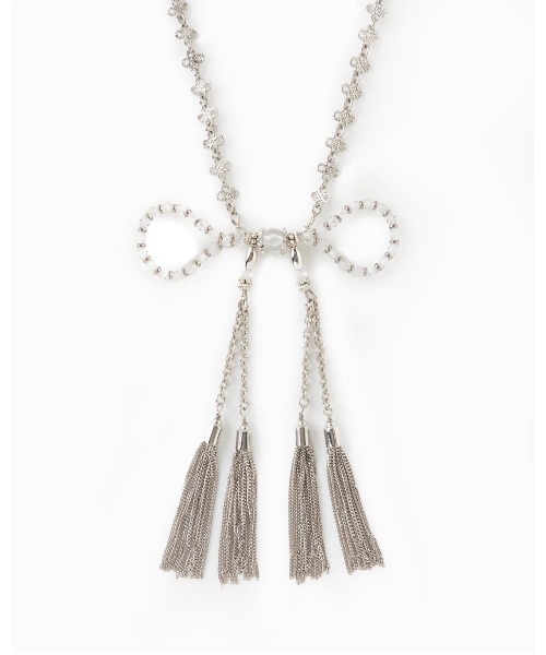 tanakadaisuke（タナカダイスケ）の「【tanakadaisuke/タナカダイスケ】crystal ribbon chain necklace/クリスタルリボンチェーンネックレス（ネックレス・レディース・シルバー・FREE）」の8枚目の写真