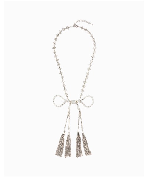 tanakadaisuke（タナカダイスケ）の「【tanakadaisuke/タナカダイスケ】crystal ribbon chain necklace/クリスタルリボンチェーンネックレス（ネックレス・レディース・シルバー・FREE）」の6枚目の写真