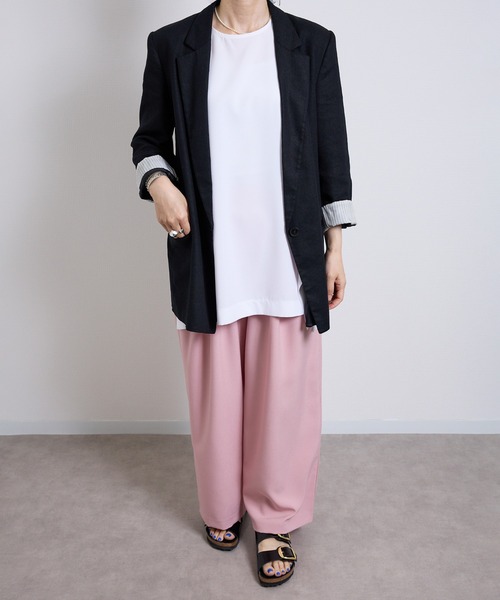 vent blanc（ヴァンブラン）の「VB : denicher デニシェ Naturemier タックワイドパンツ（スラックス・レディース・グレー/ベビーピンク/ブラック・FREE）」の14枚目の写真