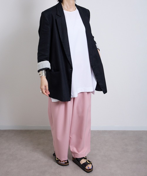 vent blanc（ヴァンブラン）の「VB : denicher デニシェ Naturemier タックワイドパンツ（スラックス・レディース・グレー/ベビーピンク/ブラック・FREE）」の15枚目の写真