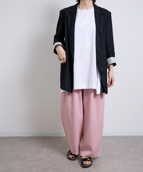 vent blanc（ヴァンブラン）の「VB : denicher デニシェ Naturemier タックワイドパンツ（スラックス・レディース・グレー/ベビーピンク/ブラック・FREE）」の16枚目の写真