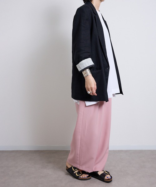 vent blanc（ヴァンブラン）の「VB : denicher デニシェ Naturemier タックワイドパンツ（スラックス・レディース・グレー/ベビーピンク/ブラック・FREE）」の18枚目の写真