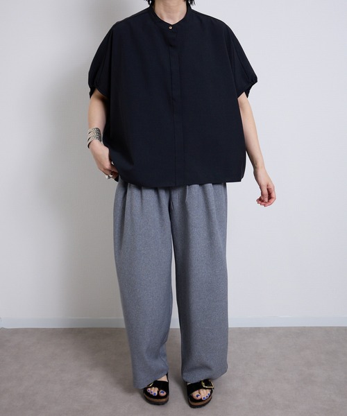 vent blanc（ヴァンブラン）の「VB : denicher デニシェ Naturemier タックワイドパンツ（スラックス・レディース・グレー/ベビーピンク/ブラック・FREE）」の6枚目の写真
