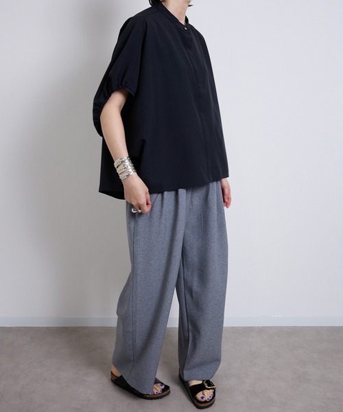 vent blanc（ヴァンブラン）の「VB : denicher デニシェ Naturemier タックワイドパンツ（スラックス・レディース・グレー/ベビーピンク/ブラック・FREE）」の8枚目の写真