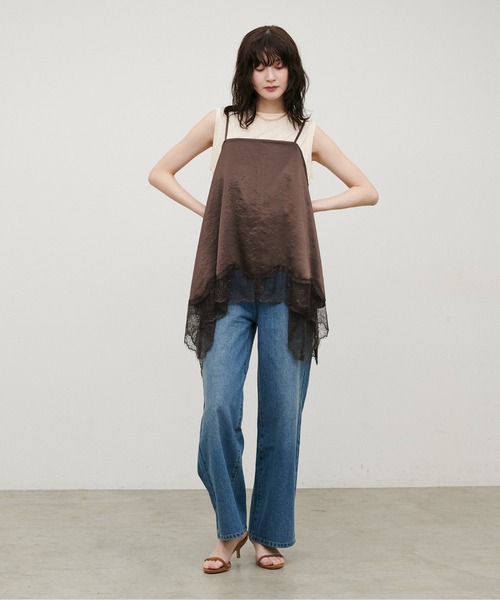 LARUTA(ラルータ)の「【LARUTA】ワッシャーサテン前後2WAYキャミブラウス(キャミソール・レディース・ベージュ/ブラック/チャコールグレー/グレイッシュベージュ/ダークブラウン・FREE)」の10枚目の写真