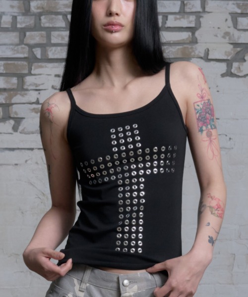 h.anarchyism for plus 首輪　キャミソール　黒　ら5 A'GEM/9 × .kom 『NIIER NOR/ニーアノア』CROSS SLEEVELESS/クロス