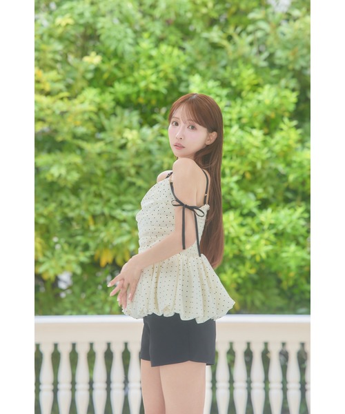 トップス mistreass Polka Dot Peplum Ribbon Top Polka Dot Peplum Ribbon Top（シャツ/ブラウス）｜MISTREASS