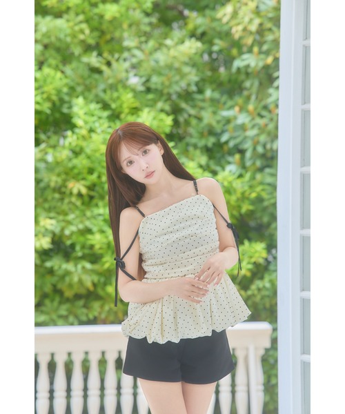 MISTREASS(ミストレアス)の「Polka Dot Peplum Ribbon Top(シャツ/ブラウス・レディース・ホワイト/ブラック・FREE)」の5枚目の写真