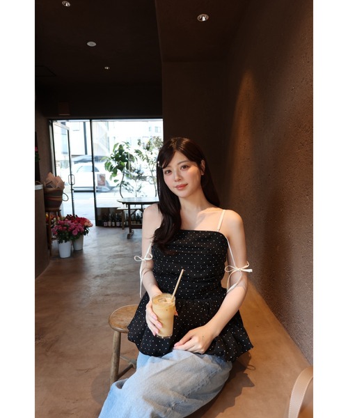 MISTREASS(ミストレアス)の「Polka Dot Peplum Ribbon Top(シャツ/ブラウス・レディース・ホワイト/ブラック・FREE)」の22枚目の写真