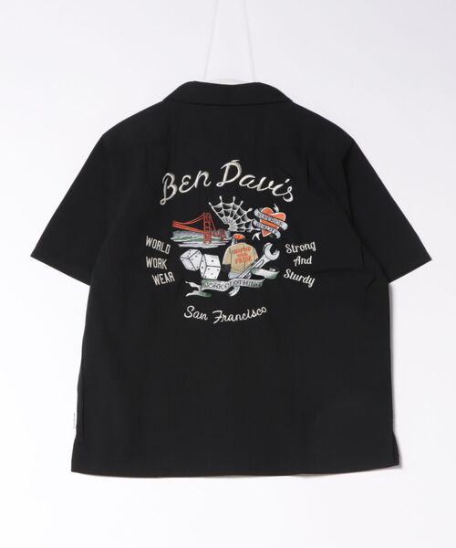 BEN DAVIS(ベンデイビス)の「【BEN DAVIS/ベンデイビス】【思わず目を惹く存在感抜群のバック刺繍】オープンカラーシャツ 開襟シャツ ワークシャツ 半袖 アメカジ ストリート ユニセックス(シャツ/ブラウス・メンズ・スモークピンク/ブラック/オフホワイト・X-LARGE/MEDIUM/LARGE)」の4枚目の写真