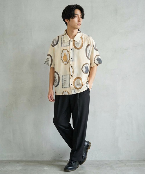 ADPOSION（アドポーション）の「ヴィンテージキャットプリントシャツ（シャツ/ブラウス・メンズ・ナチュラル/ブラック/サックスブルー・MEDIUM/LARGE）」の8枚目の写真