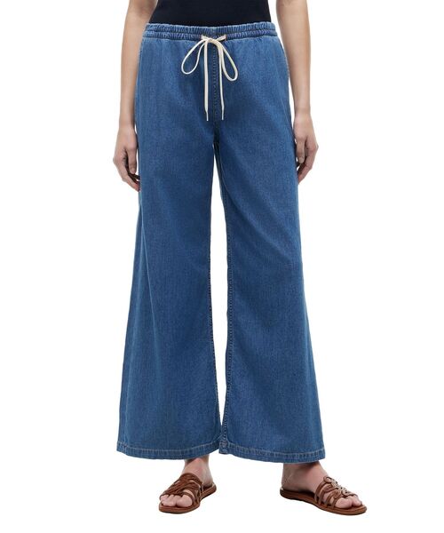 TOMMY HILFIGER(トミーヒルフィガー)の「エラスティックウエストワイドレッグパンツ(デニムパンツ・レディース・インディゴブルー・X-SMALL/SMALL/MEDIUM/LARGE)」の1枚目の写真