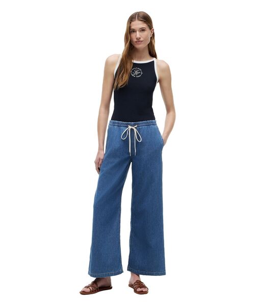 TOMMY HILFIGER(トミーヒルフィガー)の「エラスティックウエストワイドレッグパンツ(デニムパンツ・レディース・インディゴブルー・X-SMALL/SMALL/MEDIUM/LARGE)」の6枚目の写真