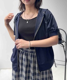 AS KNOW AS plus | ◯ひんやり接触冷感 UVカット機能付き 5分袖ジップパーカー(パーカー)