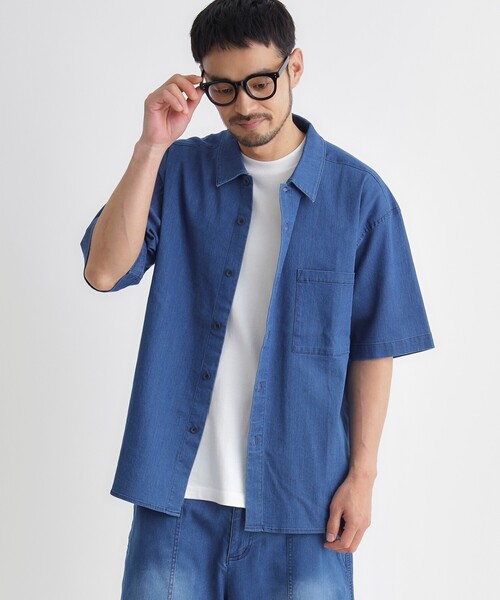 BACK NUMBER（バックナンバー）の「メッシュデニムシャツ（シャツ/ブラウス・メンズ・ブルー系その他/ブラック・05/04/06/03）」の2枚目の写真