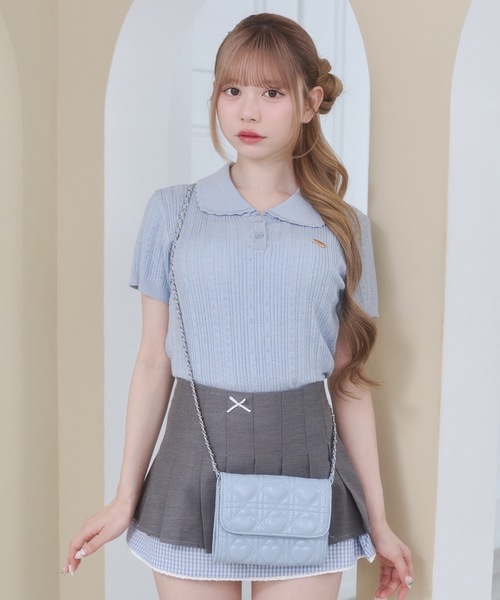 Rmine(アールマイン)の「スカラップ襟 リブニット トップス(半袖)(ニット/セーター・レディース・ネイビー/ホワイト/ブルー/グレー・FREE)」の10枚目の写真