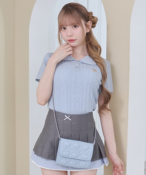 Rmine(アールマイン)の「スカラップ襟 リブニット トップス(半袖)(ニット/セーター・レディース・ネイビー/ホワイト/ブルー/グレー・FREE)」の11枚目の写真
