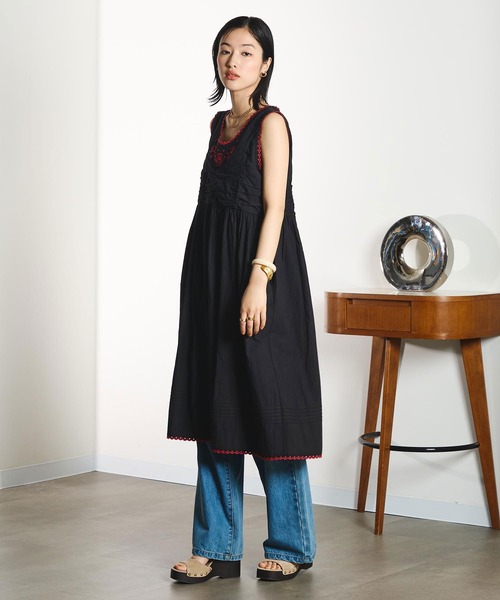 ROSE BUD(ローズバッド)の「【ROSE BUD別注】INDIA IS BEAUTIFUL/BLACK DRESS(ワンピース・レディース・ブラック・ONE SIZE)」の3枚目の写真