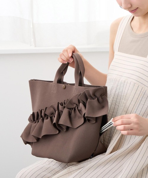 ROOTOTE(ルートート)の「ルートート / フリルバッグ ニットトート 洗濯可 EU.デリ.ルフルラッフル-B(トートバッグ・レディース・ブラック/ネイビー/シルバー/ミント/チョコ・FREE)」の3枚目の写真