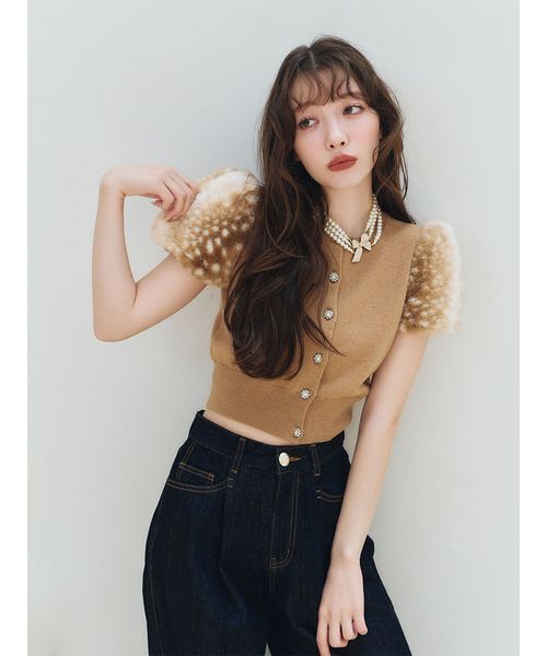 LILY BROWN（リリーブラウン）の「ビジューリボンパールネックレス（ネックレス・レディース・ゴールド/シルバー・F）」の6枚目の写真