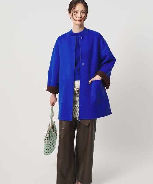 UNITED ARROWS(ユナイテッドアローズ)の「バイカラー リバー ミドルコート(その他アウター・レディース・その他1/ロイヤルブルー/オフホワイト/ネイビー/イエロー・36/38)」の4枚目の写真