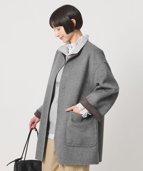 UNITED ARROWS(ユナイテッドアローズ)の「バイカラー リバー ミドルコート(その他アウター・レディース・その他1/ロイヤルブルー/オフホワイト/ネイビー/イエロー・36/38)」の8枚目の写真