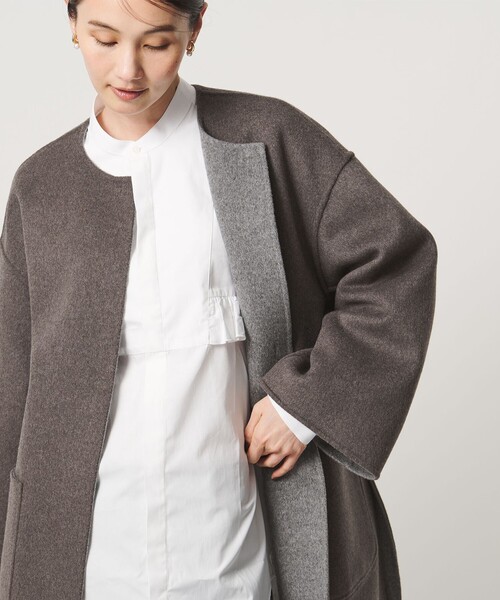 UNITED ARROWS(ユナイテッドアローズ)の「バイカラー リバー ミドルコート(その他アウター・レディース・その他1/ロイヤルブルー/オフホワイト/ネイビー/イエロー・36/38)」の11枚目の写真